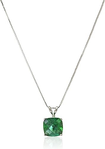 Amazon Collection 14k Gold 8mm Gemstone Pendant Necklace for Women with 18 Inch Box Chain