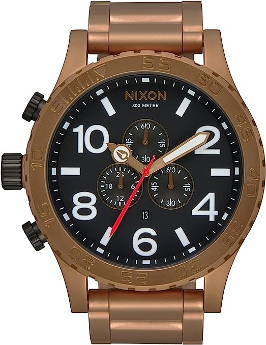 Nixon 51-30 Chrono.100M Water Resistance Men's Watch (XL 51mm Dial/25mm Stainless Steel Strap), All Black Print, 51-30 Chronograph