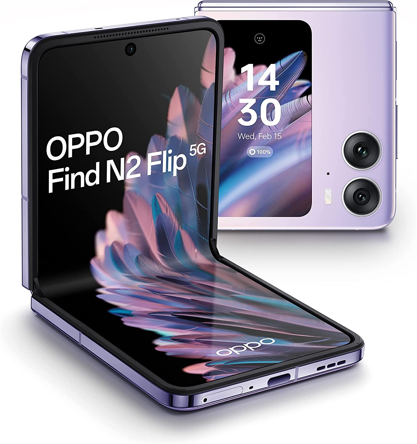 OPPO Find N2 Flip Dual-SIM 256GB ROM + 8GB RAM (GSM only | No CDMA) Factory Unlocked 5G Smartphone (Moonlit Purple) - International Version