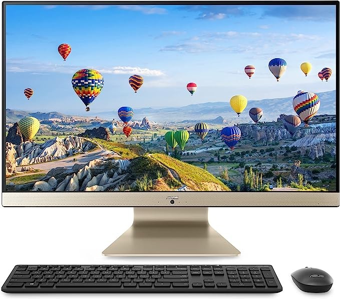ASUS AiO 27” All-in-One Desktop Computer, AMD Ryan 7 5700U, 27” LED-Backlit Touchscreen Display with NanoEdge Bezel, 16GB DDR4 RAM, 512GB PCIe SSD, Wired Keyboard and Mouse, Black, Windows 11 Home