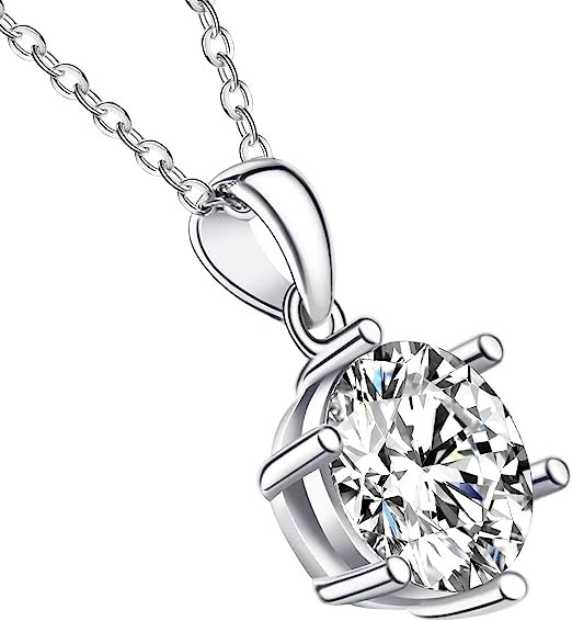 dolphinlove Diamond Pendant Necklace for Women, Gifts for Wife, Wedding Anniversary Valentine’s Day, Moissanite Necklace 1-3Ct, 925 Sterling Silver Plated 18K White Gold