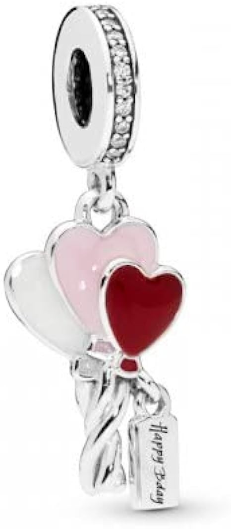 PANDORA Jewelry Happy Bday Balloon Dangle Cubic Zirconia Charm in Sterling Silver