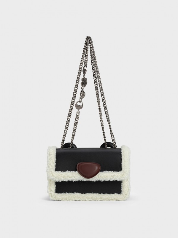 CHARLES & KEITH Pisces Lausu Collection: Lausu chain bag, black, hi-res