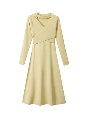 The plum is ripe [thin waist] knitted long-sleeved dress for small women, slim and slim