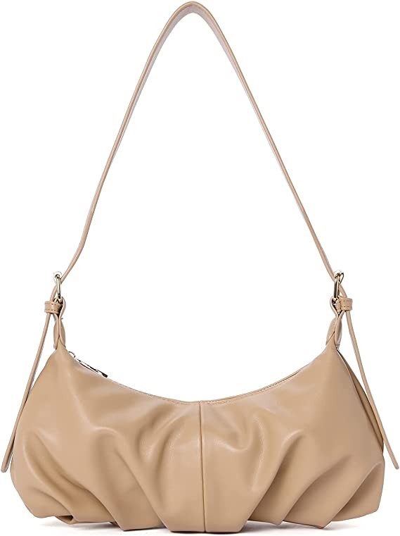 CLUCI Women's Small Hobo Bag Dumpling Shoulder Bag Soft Leather Women's Clutch Bag with Adjustable Strap, Light Blue Brown Black Apricot