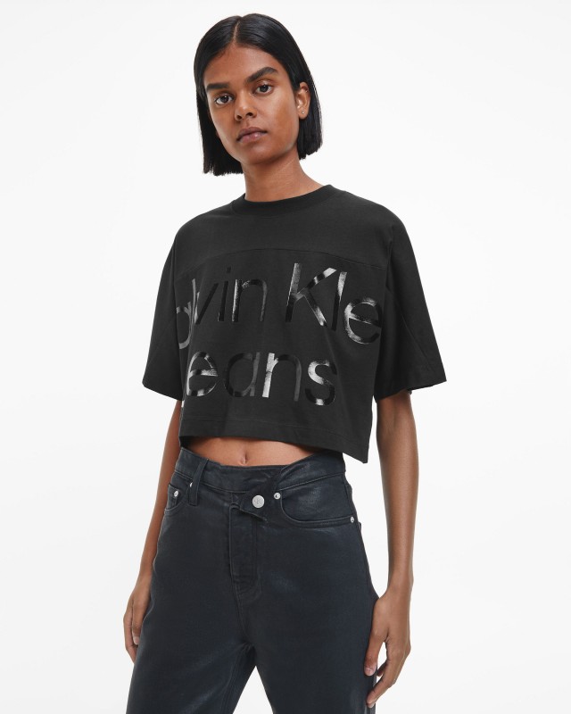 Cropped Glossy Logo T-Shirt