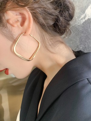 European and American exaggerated personality earrings female retro Hong Kong style new trendy big circle net red ear jewelry sterling silver earrings